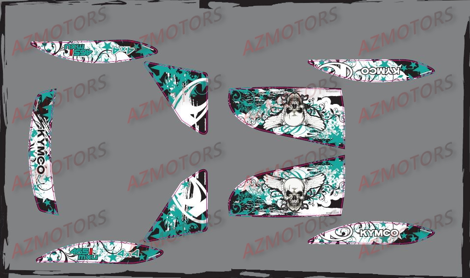 Kit Deco MXU 400 Skull Turquoise AZMOTORS DECO MXU400