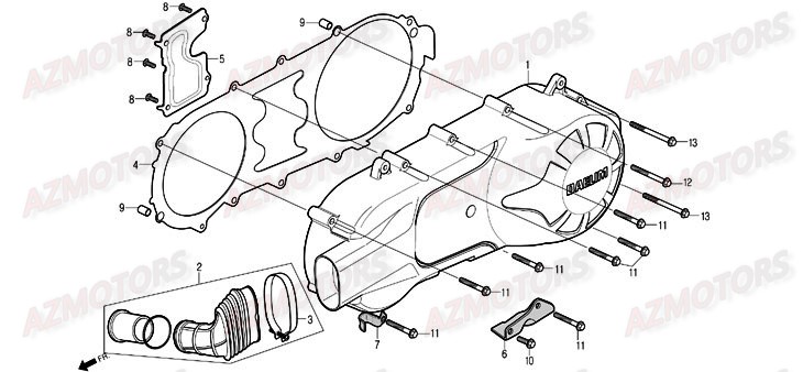 Couvercle Carter Gauche DAELIM Pieces Scooter DAELIM Delfino 125cc