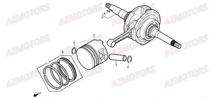 Piston Vilebrequin DAELIM Pieces Scooter DAELIM Delfino 125cc