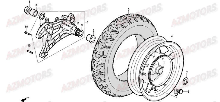 Roue Arriere DAELIM Pieces Scooter DAELIM Delfino 125cc