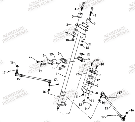 Colonne De Direction AZMOTORS Pièces Quad D460 EVO Dès 2008