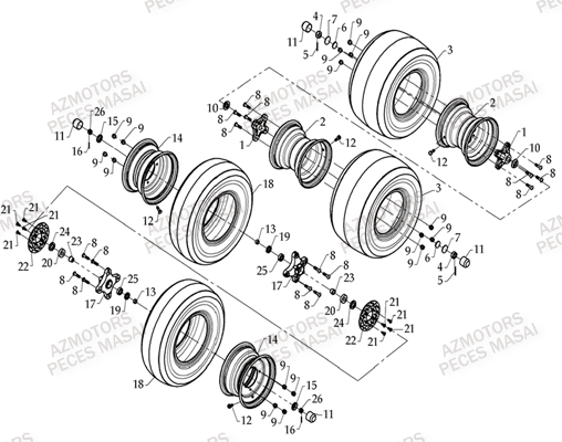 Roues AZMOTORS Pièces Quad D460 EVO Dès 2008