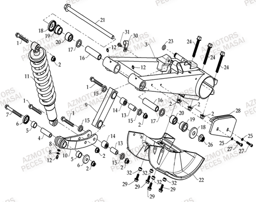 Suspension Arriere AZMOTORS Pièces Quad D460 EVO Dès 2008