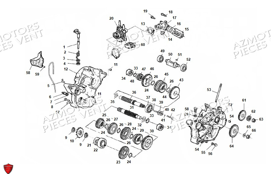 Carter Moteur Boite De Vitesses VENT Pièces Vent Motard DERAPAGE 50cc - 2024