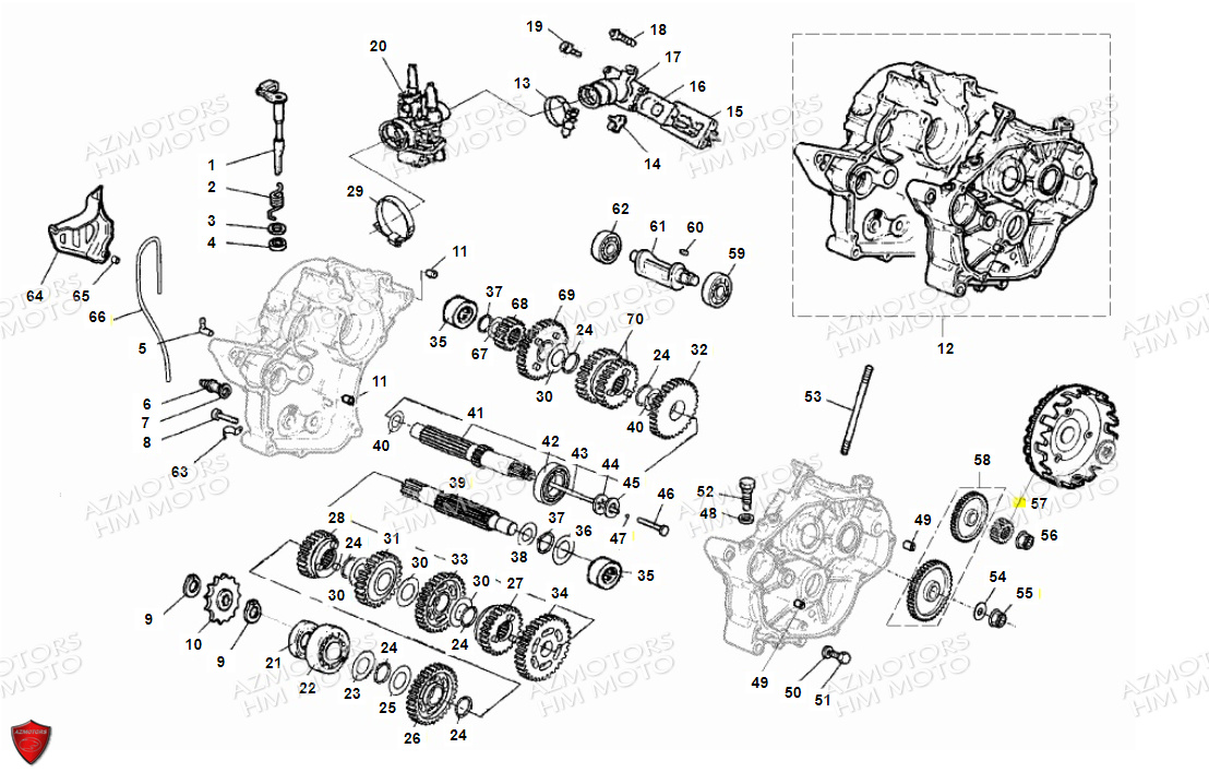 CARTERS MOTEUR BOITE A VITESSES VENT DERAPAGE 50 COMPETITION 12