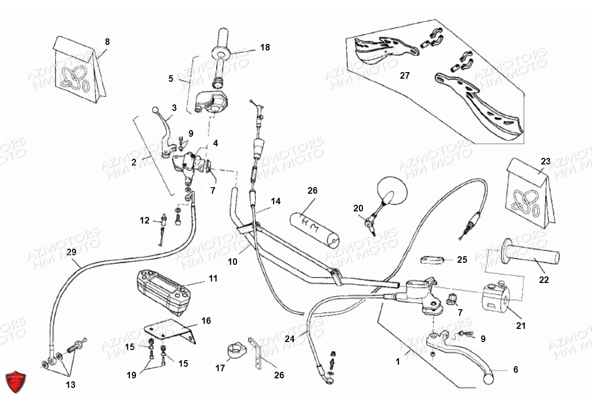 COMMANDES_GUIDON_POIGNEES VENT PIECES HM MOTO 50 DERAPAGE COMPETITION (2012)
