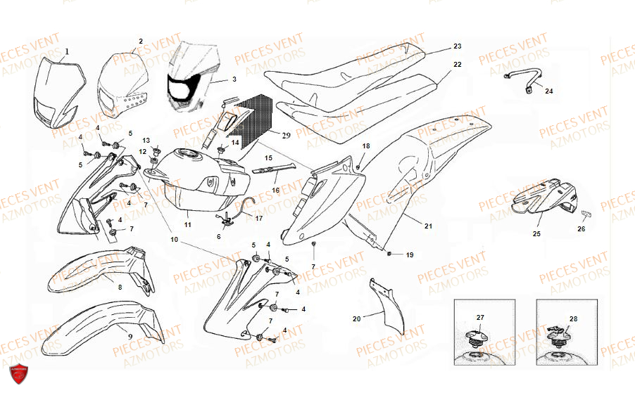 Carrosserie VENT Pièces VENT DERAPAGE 125 4T 2018 (STANDARD)