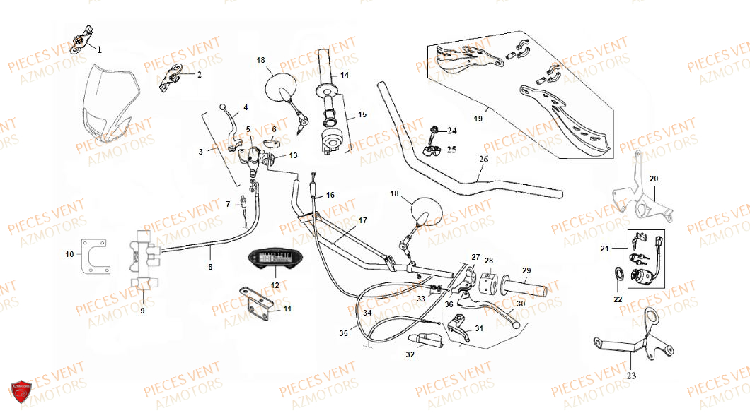 GUIDON VENT Pièces MOTO Vent DERAPAGE 125 4T 2018 (STANDARD)