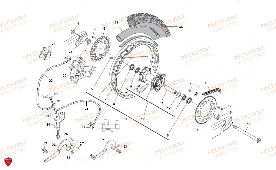 Roue Arriere VENT Pièces VENT DERAPAGE 125 4T 2018 (STANDARD)