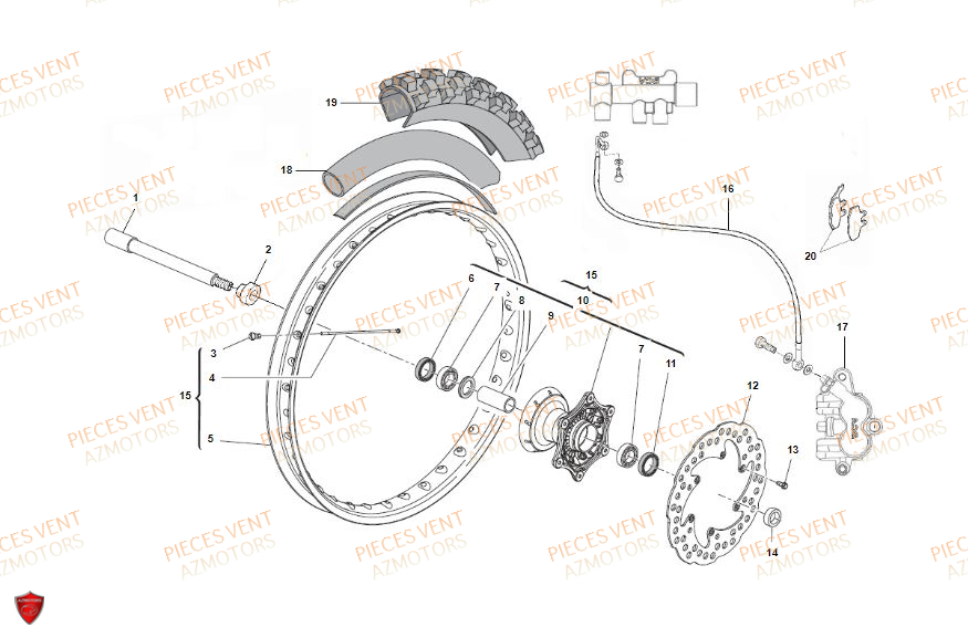 Roue Avant VENT Pièces VENT DERAPAGE 125 4T 2018 (STANDARD)
