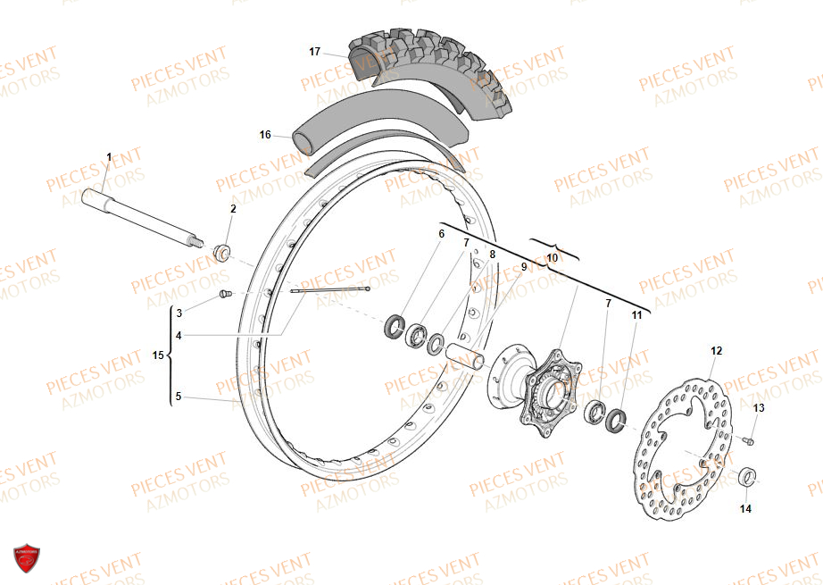 Roue Avant VENT Pièces VENT DERAPAGE 125 4T 2019 (STANDARD)