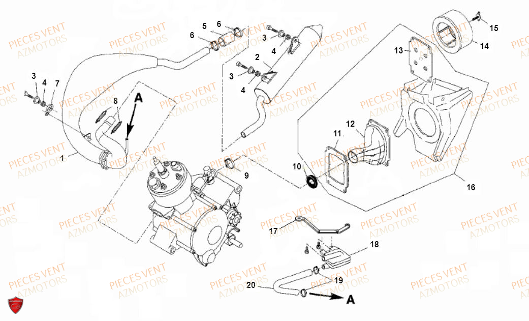 Echappement VENT Pièces Vent Motard DERAPAGE 50cc - 2018