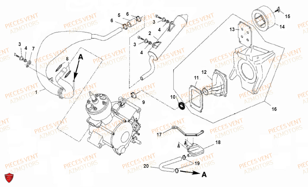 ECHAPPEMENT VENT Pièces Vent Motard DERAPAGE 50cc - 2018