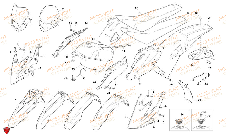 Carrosserie VENT Pièces Vent Motard DERAPAGE 50cc - 2019