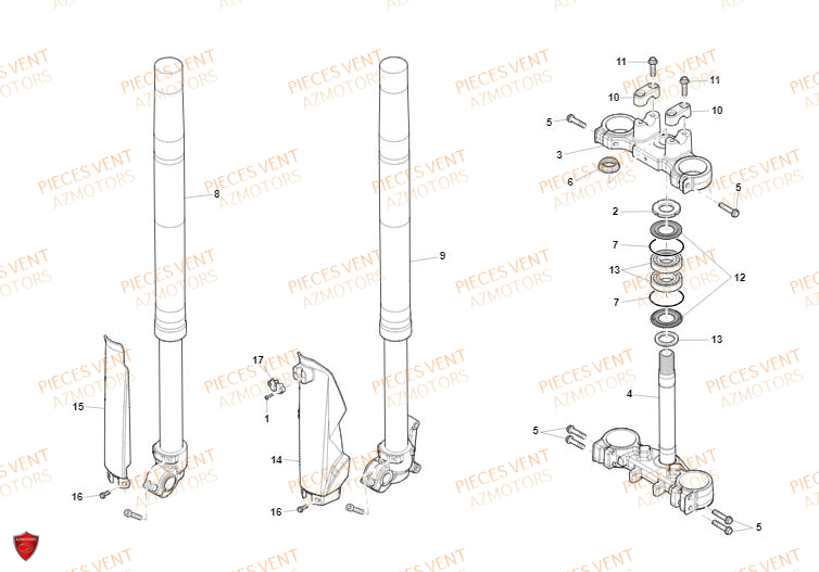 Fourche VENT Pièces Vent Motard DERAPAGE 50cc - 2019