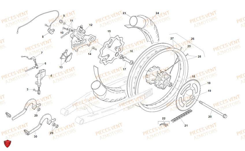 Roue Arriere VENT Pièces Vent Motard DERAPAGE 50cc - 2019