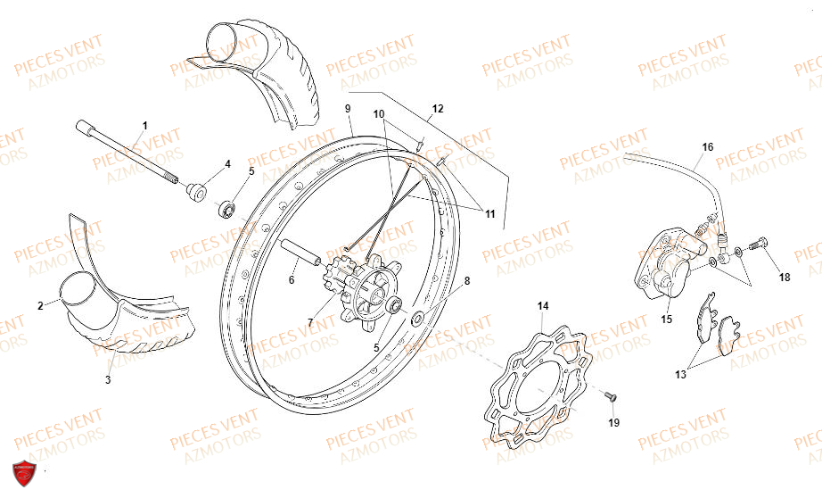 Roue Avant VENT Pièces Vent Motard DERAPAGE 50cc - 2019
