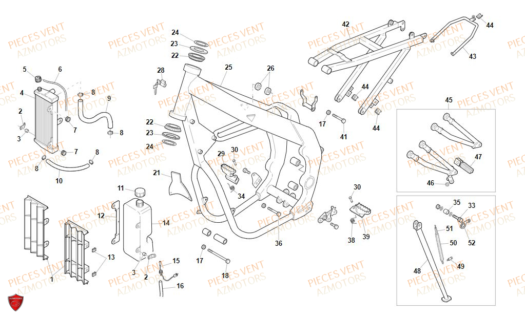 Chassis VENT Pièces Vent Motard DERAPAGE 50cc - 2020