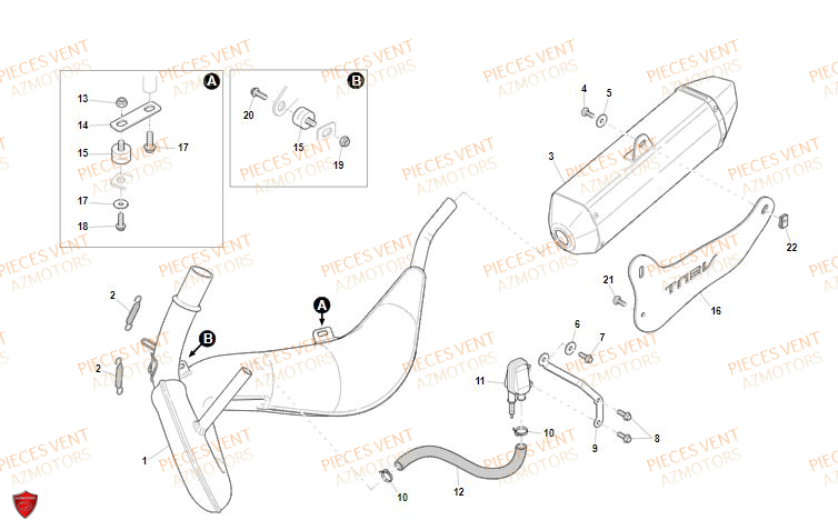 Echappement VENT Pièces Vent Motard DERAPAGE 50cc - 2020