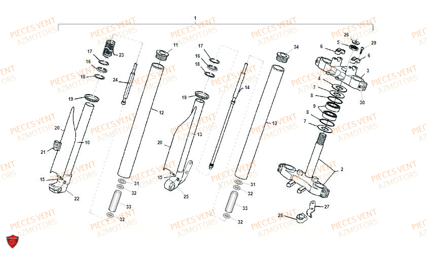 Fourche VENT Pièces Vent Motard DERAPAGE 50cc - 2020
