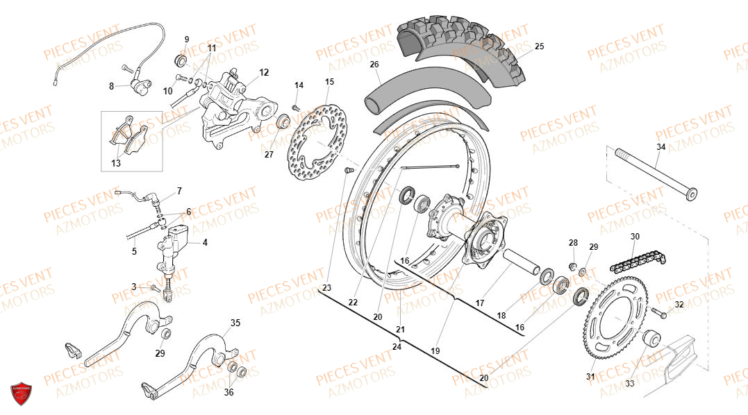 Roue Arriere VENT Pièces Vent Motard DERAPAGE 50cc - 2020