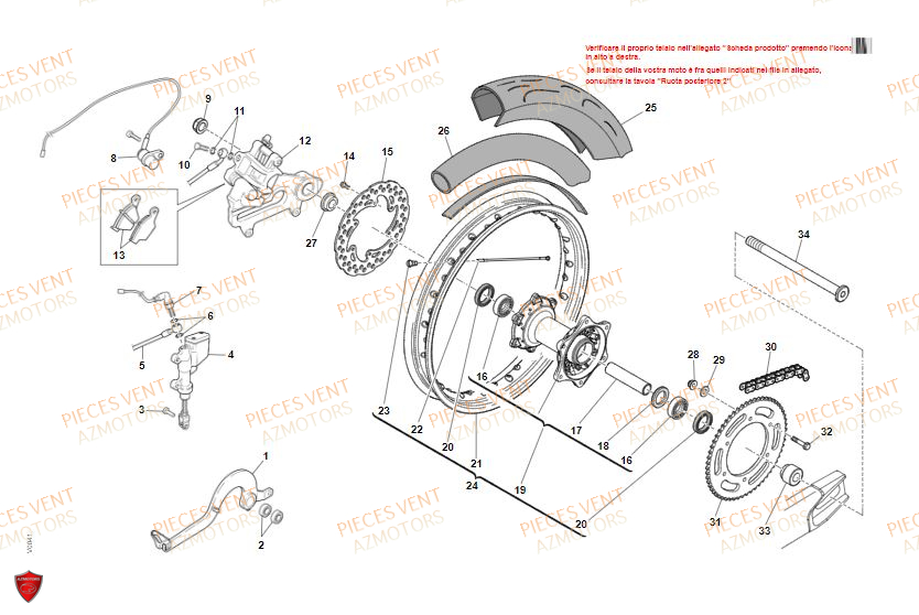 Roue Arriere Version 1 VENT Pièces Vent Motard DERAPAGE 50cc - 2021-2022-2023