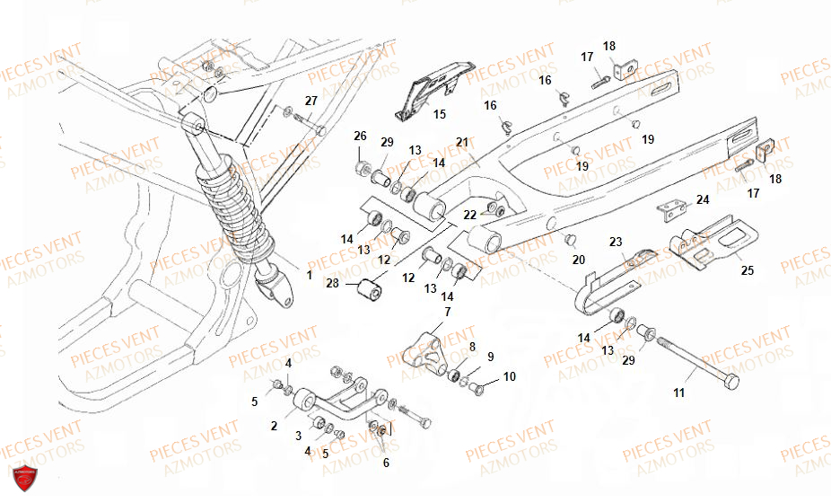Bras Oscillant VENT Pièces VENT DERAPAGE RR 125 4T 2018 (ALUMINIUM)