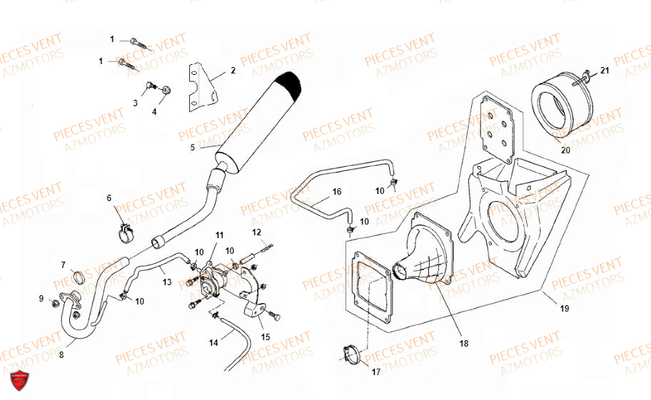 Echappement VENT Pièces VENT DERAPAGE RR 125 4T 2018 (ALUMINIUM)