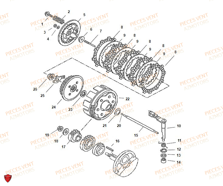 Embrayage VENT Pièces VENT DERAPAGE RR 125 4T 2018 (ALUMINIUM)