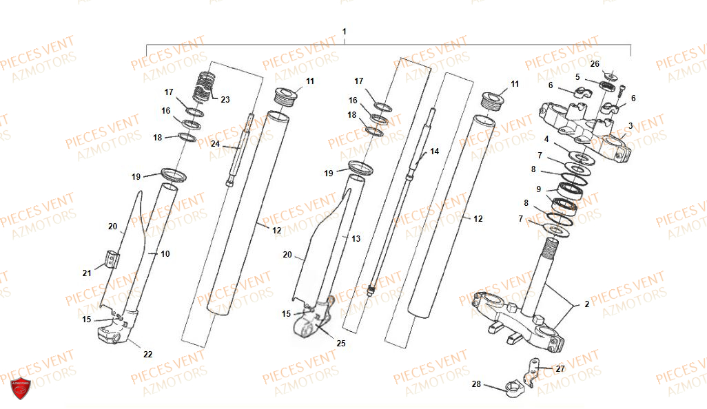 Fourche VENT Pièces VENT DERAPAGE RR 125 4T 2018 (ALUMINIUM)