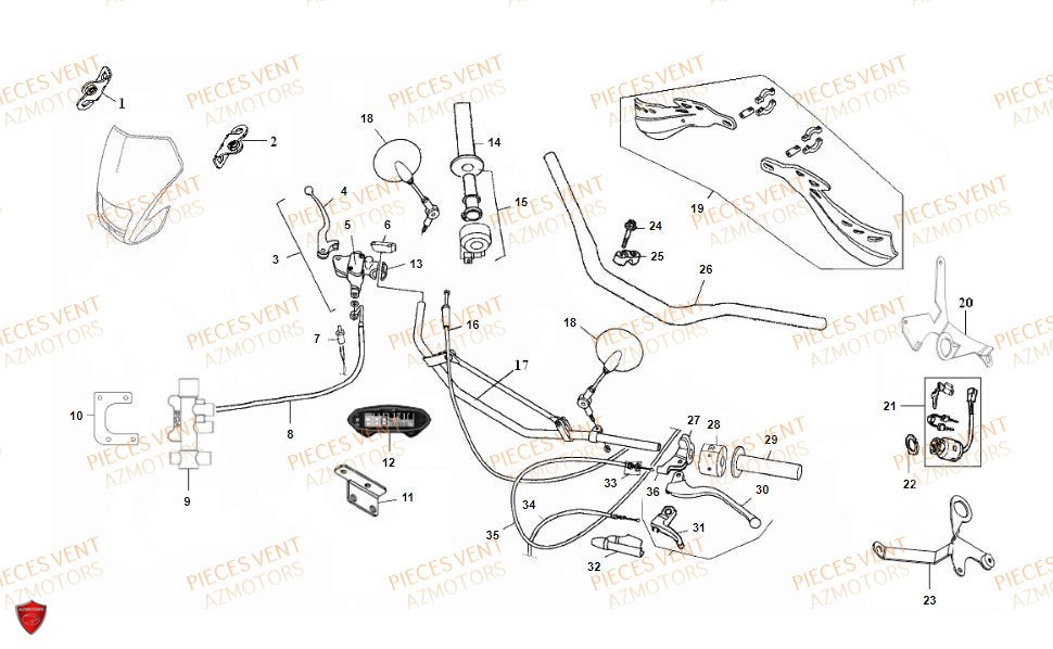 Guidon VENT Pièces VENT DERAPAGE RR 125 4T 2018 (ALUMINIUM)