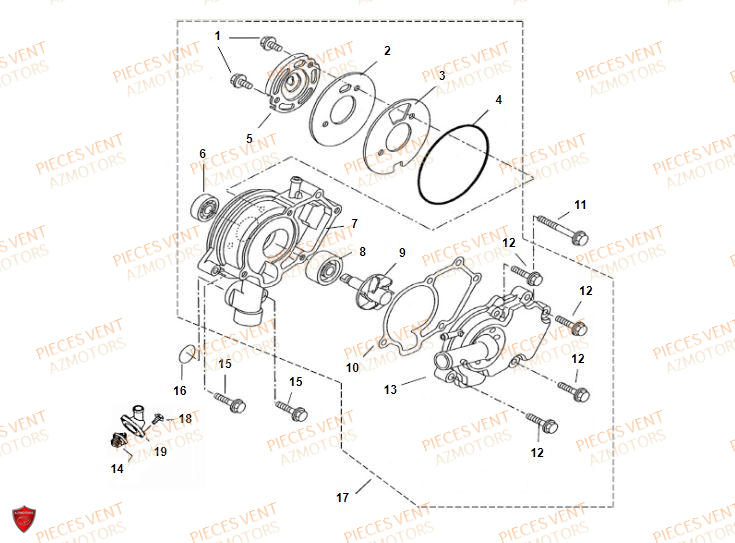 Pompe A Eau VENT Pièces VENT DERAPAGE RR 125 4T 2018 (ALUMINIUM)