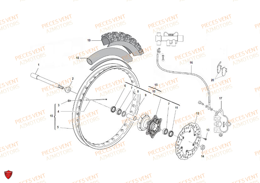 Roue Avant VENT Pièces VENT DERAPAGE RR 125 4T 2018 (ALUMINIUM)