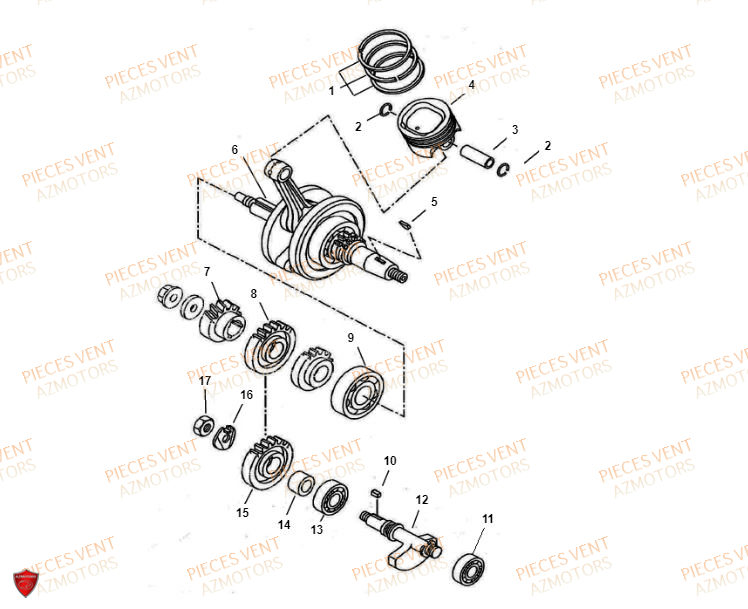 Vilebrequin VENT Pièces VENT DERAPAGE RR 125 4T 2018 (ALUMINIUM)