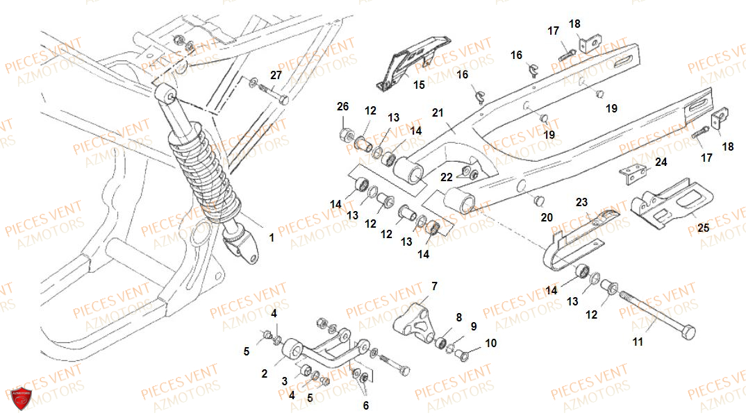 Bras Oscillant VENT Pièces VENT DERAPAGE RR 125 4T 2019 (ALUMINIUM)