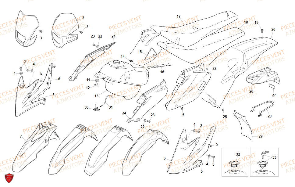Carrosserie VENT Pièces VENT DERAPAGE RR 125 4T 2019 (ALUMINIUM)