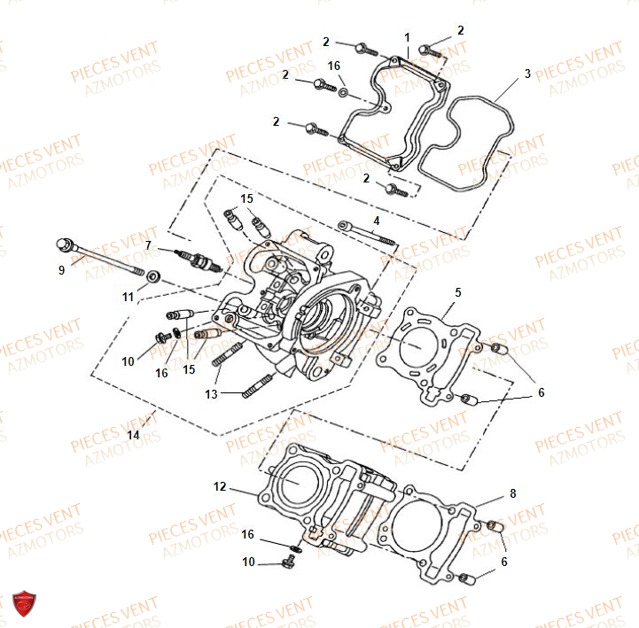Cylindre VENT Pièces VENT DERAPAGE RR 125 4T 2019 (ALUMINIUM)