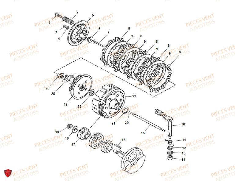 Embrayage VENT Pièces VENT DERAPAGE RR 125 4T 2019 (ALUMINIUM)