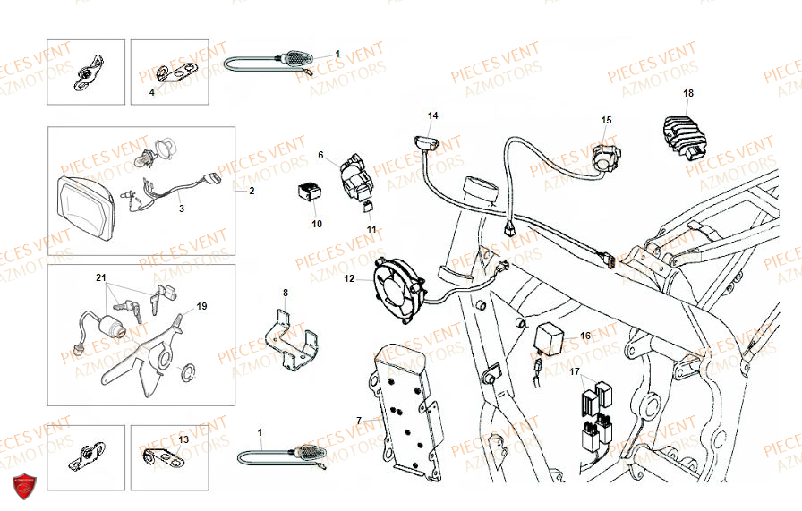 Equipement Electrique 1 VENT Pièces VENT DERAPAGE RR 125 4T 2019 (ALUMINIUM)