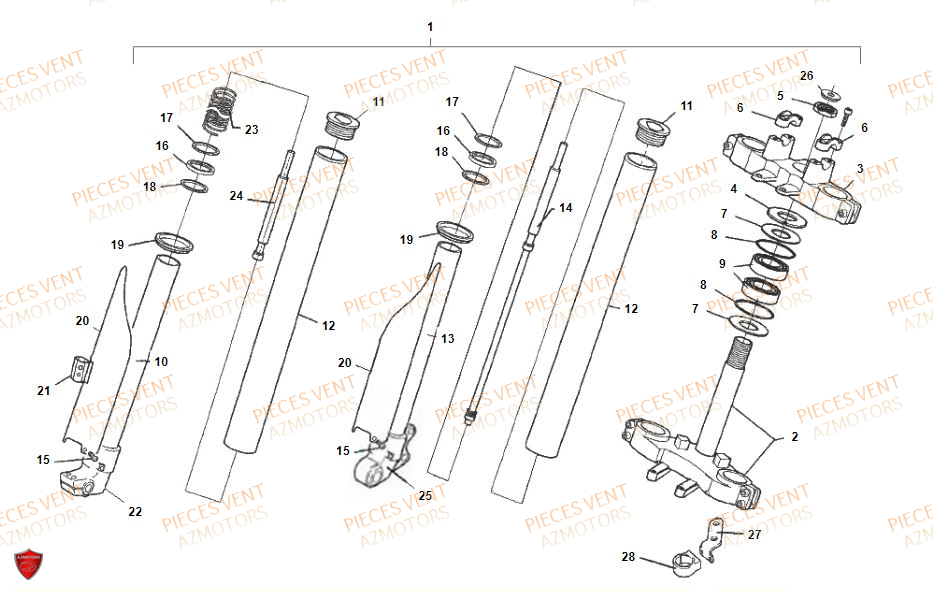 Fourche VENT Pièces VENT DERAPAGE RR 125 4T 2019 (ALUMINIUM)