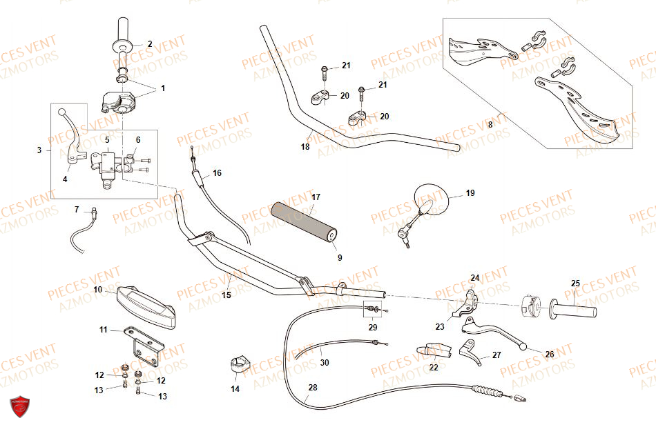 Guidon VENT Pièces VENT DERAPAGE RR 125 4T 2019 (ALUMINIUM)