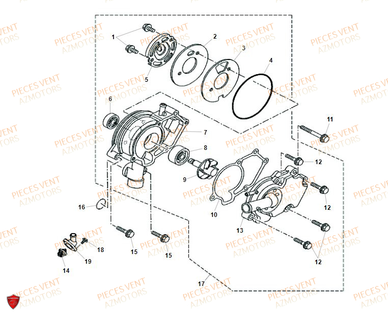 Pompe A Eau VENT Pièces VENT DERAPAGE RR 125 4T 2019 (ALUMINIUM)