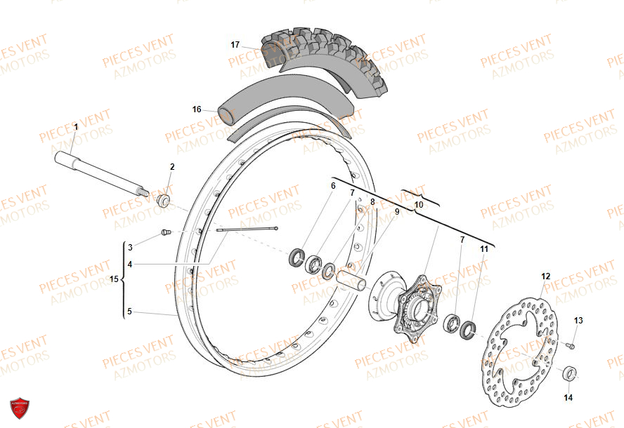 Roue Avant VENT Pièces VENT DERAPAGE RR 125 4T 2019 (ALUMINIUM)
