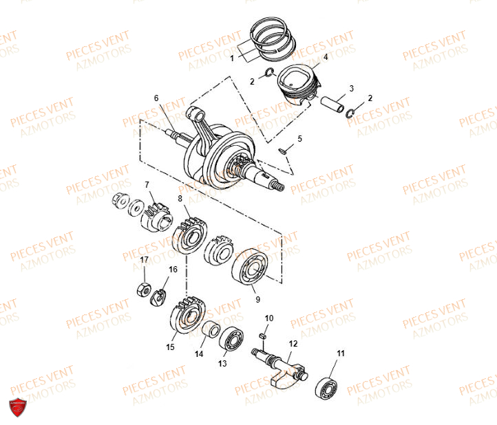 Vilebrequin VENT Pièces VENT DERAPAGE RR 125 4T 2019 (ALUMINIUM)