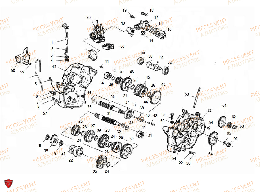 Carter Moteur VENT Pièces Vent Motard DERAPAGE RR 50cc - 2018 (VERSION FOURCHE ALUMINIUM)