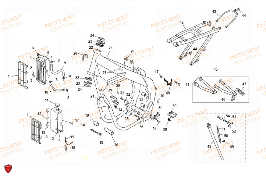 Chassis VENT Pièces Vent Motard DERAPAGE RR 50cc - 2018 (VERSION FOURCHE ALUMINIUM)