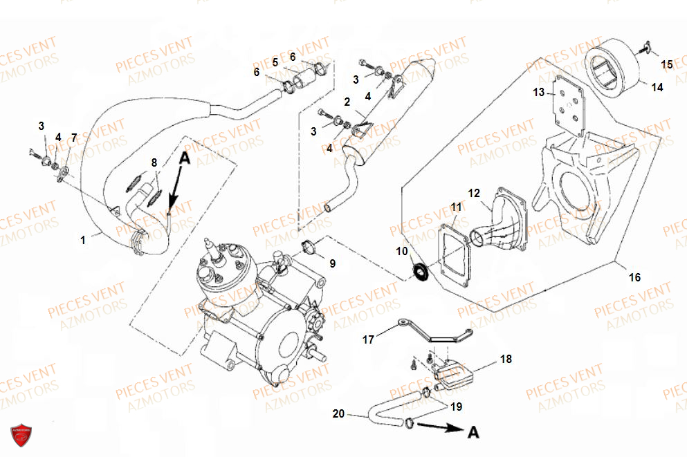 ECHAPPEMENT VENT Pièces Vent Motard DERAPAGE RR 50cc - 2018 (VERSION FOURCHE ALUMINIUM)