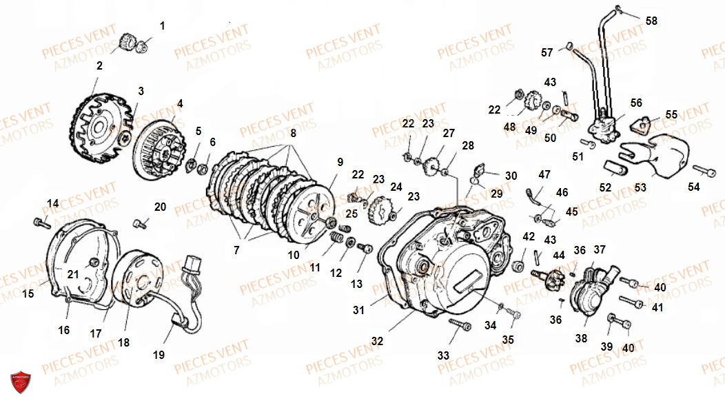 Embrayage VENT Pièces Vent Motard DERAPAGE RR 50cc - 2018 (VERSION FOURCHE ALUMINIUM)