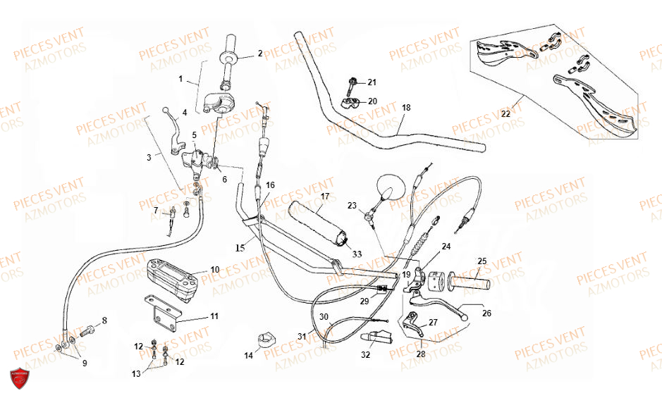 Guidon VENT Pièces Vent Motard DERAPAGE RR 50cc - 2018 (VERSION FOURCHE ALUMINIUM)