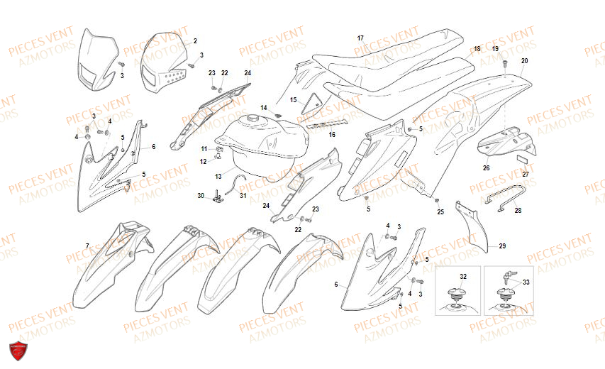 Carrosserie VENT Pièces Vent Motard DERAPAGE RR 50cc - 2019 (VERSION FOURCHE ALUMINIUM)